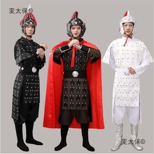 古装汉服演出成人古代将军盔甲红色铠甲岳飞花木兰红色士兵麦太保