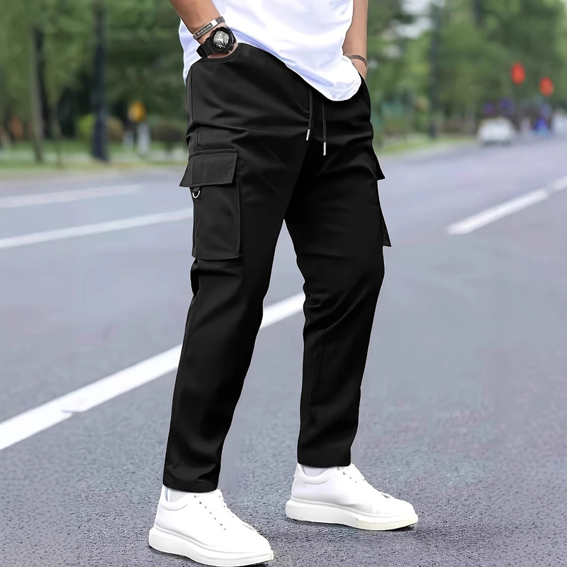Cross-Border Men's Multi-Pocket Cargo Pants Joggers Loose Sports Straight Comfortable American Cargo Pants