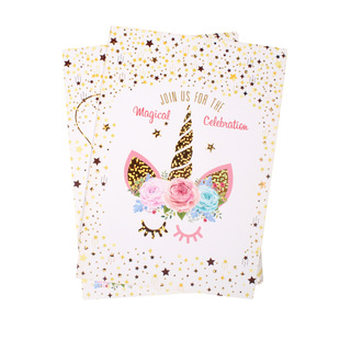 Unicorn Theme Double-sided Invitation Card Star Element Five-pointed Star Birthday Party Invitation Paper Card