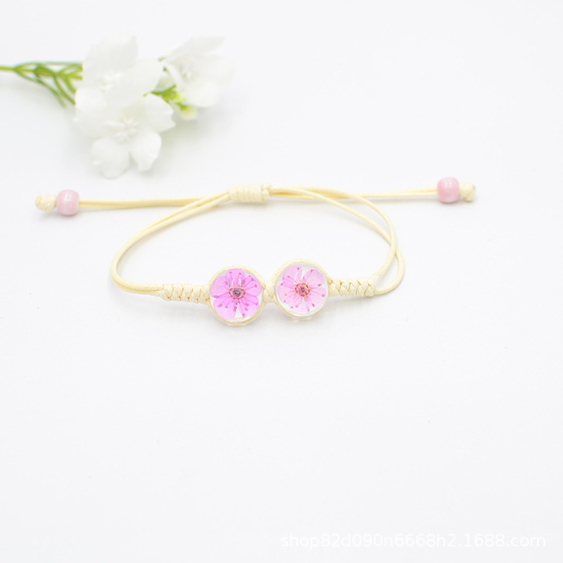 New real flower daffodils glass beads bracelet dandelion Jingdezhen ceramic beads cherry blossom bracelet girlfriends gift for women