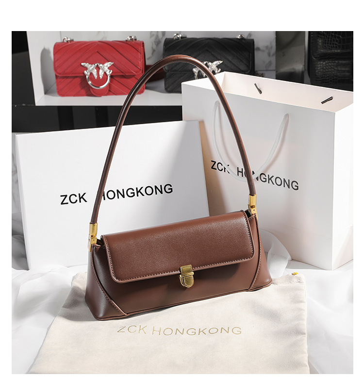 Túi đeo chéo nữ da thật thiết kế retro, xách tay một vai cao cấp, phong cách đa năng — màu đen, Màu trắng nhạt, nâu chi tiết 20