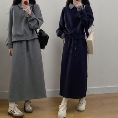 安可雷穿搭套装女2025春秋大码胖mm韩系高级感卫衣半身裙子两件套