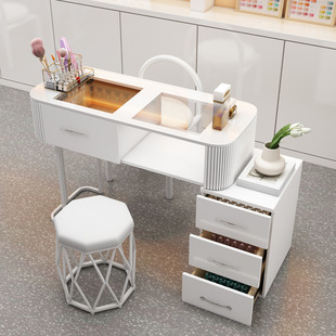 Cream Style Manicure Table White Japanese Style Glass Single Full Set Light Luxury Simple Manicure Table Storage Folding Manicure Table
