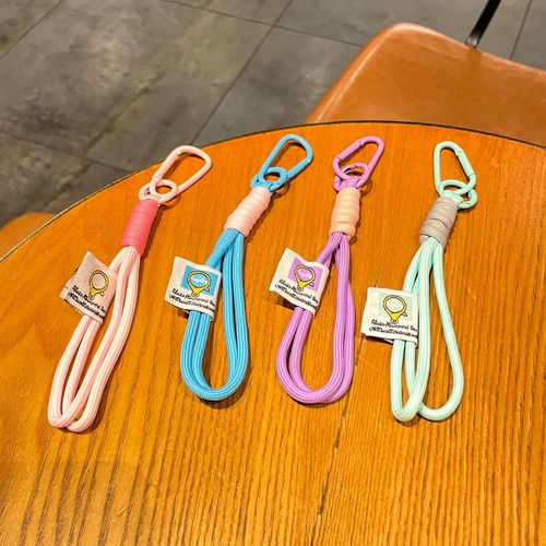 Minimalist Hand-woven Rope Color-blocked Keychain Phone Case Adjustable Lanyard DIY Trendy Niche Pendant