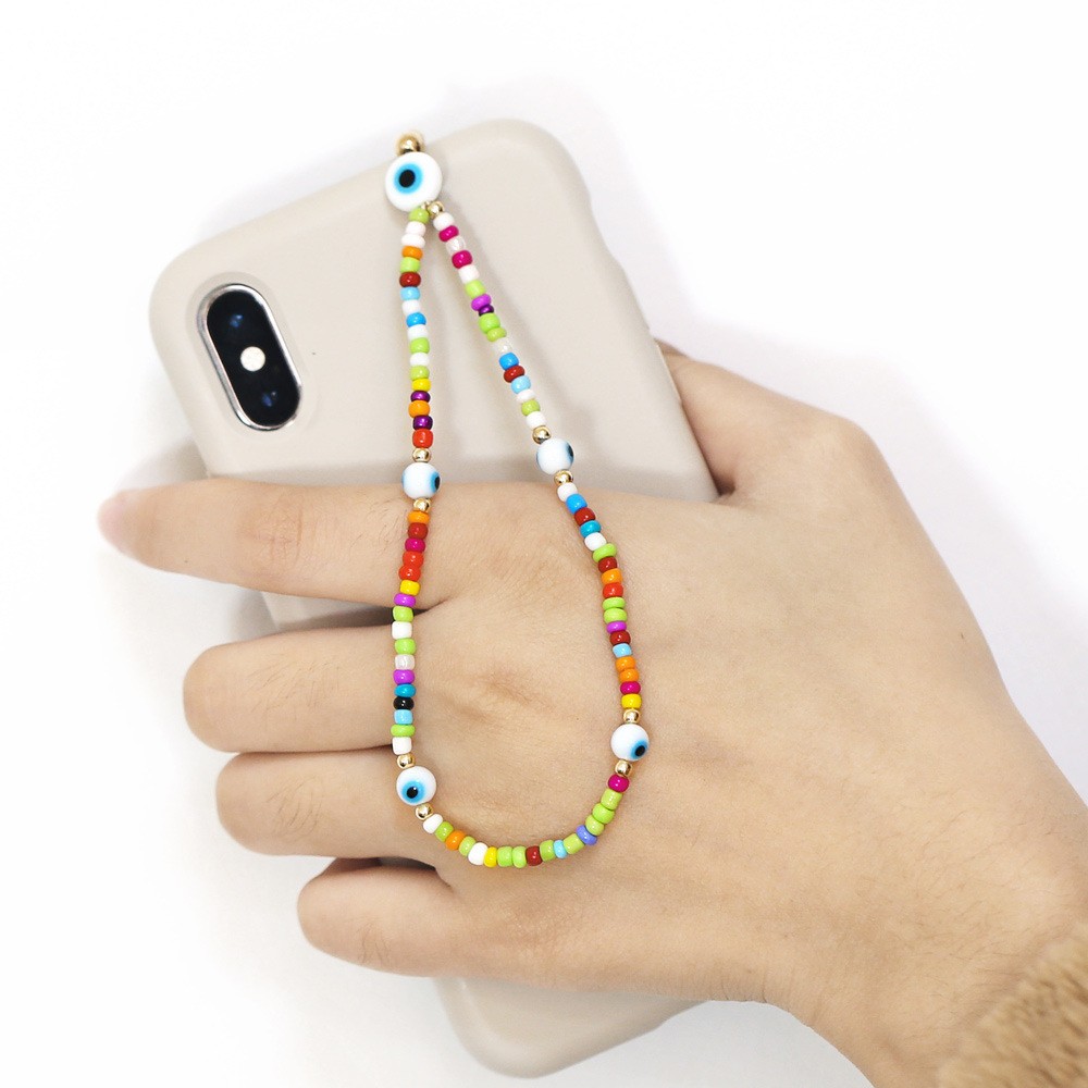 new mixed color soft ceramic beaded mobile phone chain Bohemia mobile phone chainpicture2