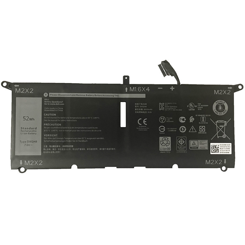 For Dell XPS 9370 9380 5390 DXGH8 P82g 52WH Built-in Laptop Battery