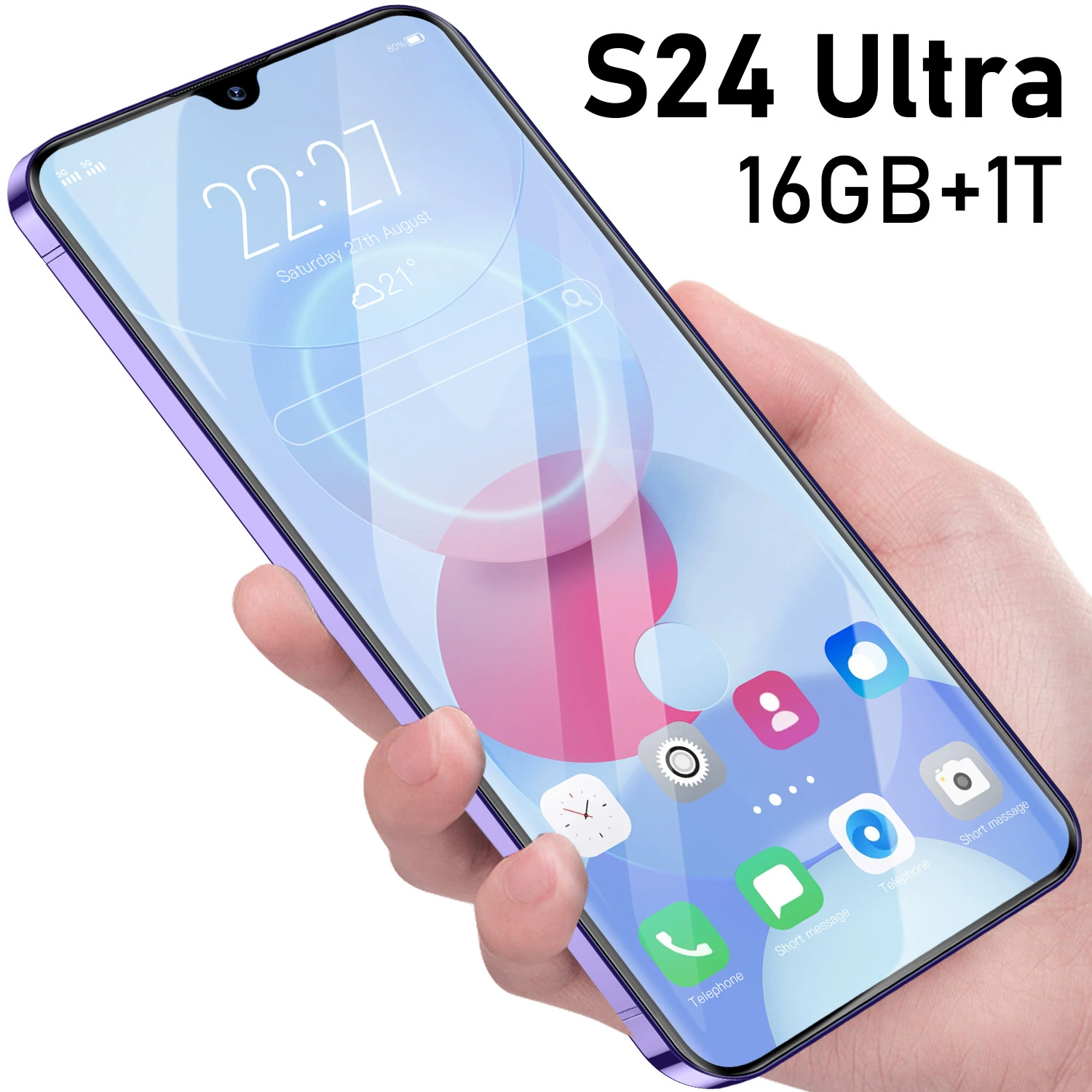 Смартфон S24 / S24 Ultra, широкий экран, 5G Android, 16 ГБ + 1 ТБ памяти