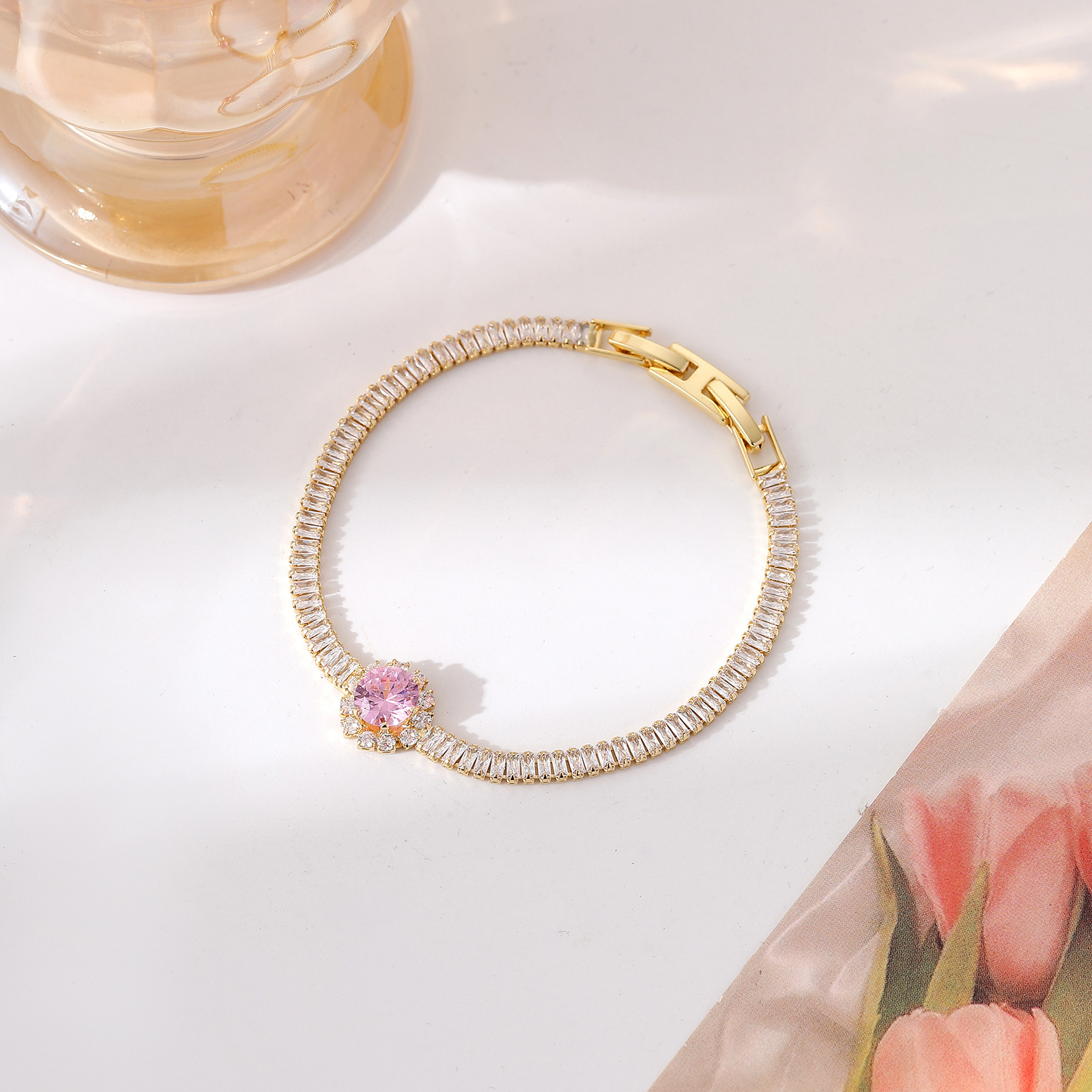 11g Weight Zircon Inlay Material Bracelets Classification Copper Chain Material 1 Piece Quantity Daily Occasion Copper Material Water Droplets, Heart Shape, Flower Pattern Women's Gender Inlay Design Shiny, IG Style Style Copper Inlay Water Droplets Heart Shape Flower Zircon Copper Bracelets 14