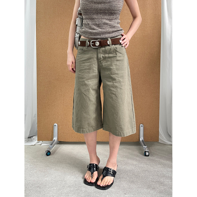 See 3L American Retro Light Grass Green Cropped Jeans for Women, Summer Low-Waist Loose Slimming Wide-Leg Pants Wy670 See 3L American Retro Light Grass Green Cropped Jeans for Women, Summer Low-Waist Loose Slimming Wide-Leg Pants Wy670