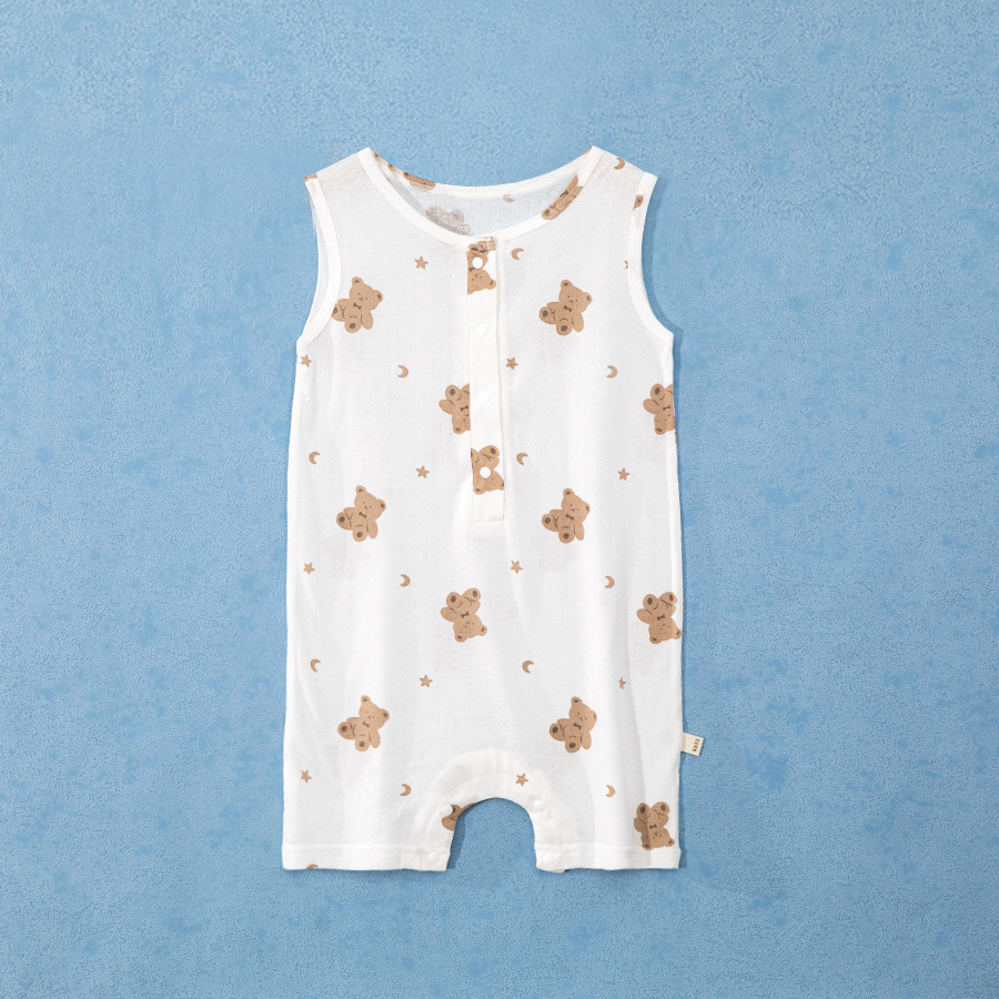Ropa de verano para bebés, mono fino de algodón de bambú, ropa de aire acondicionado para bebés, ropa de escalada, ropa de manga corta de estilo nórdico