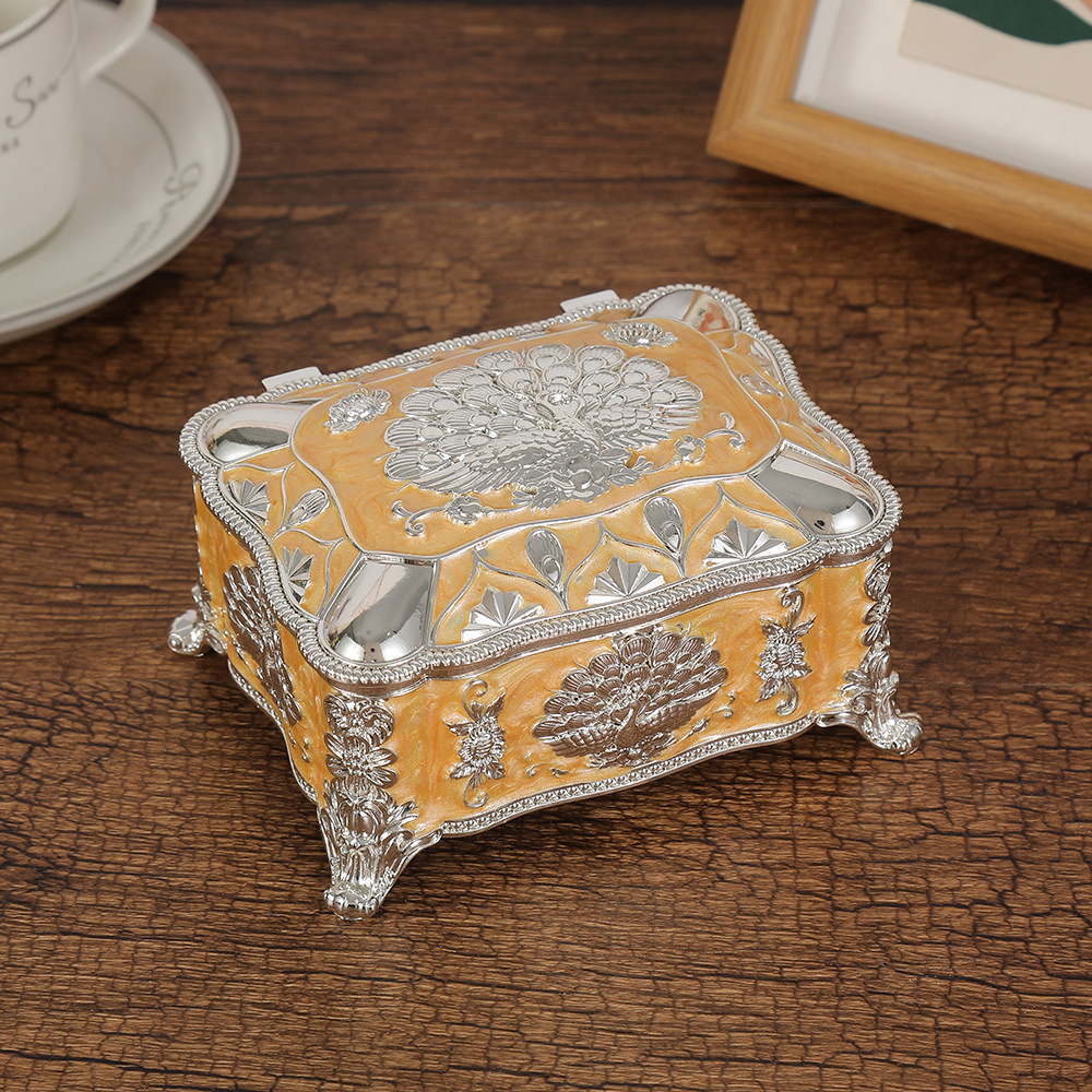 미디엄 공작 보석 상자 실버 오렌지