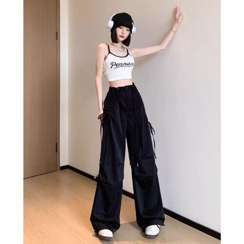 American Retro High Street Workwear Pants for Women Straight Leg Wide Leg Casual Pants Trendy 2025 Ins Pants