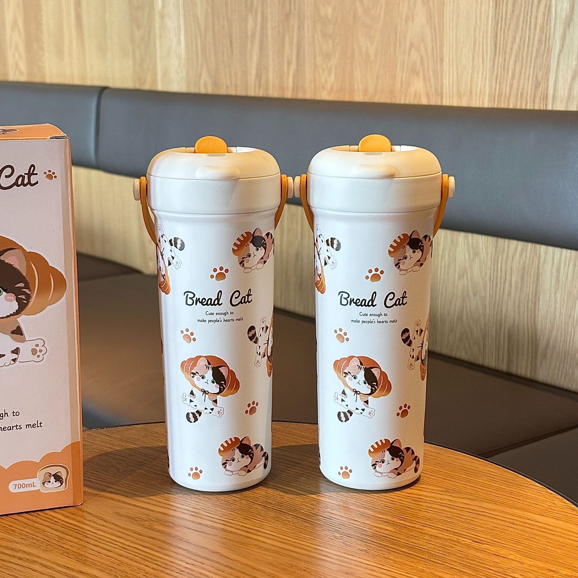 Cute serie de gatos tazas de diseño de tazas de café para chicas 316 tazas de paja portátiles de acero inoxidable