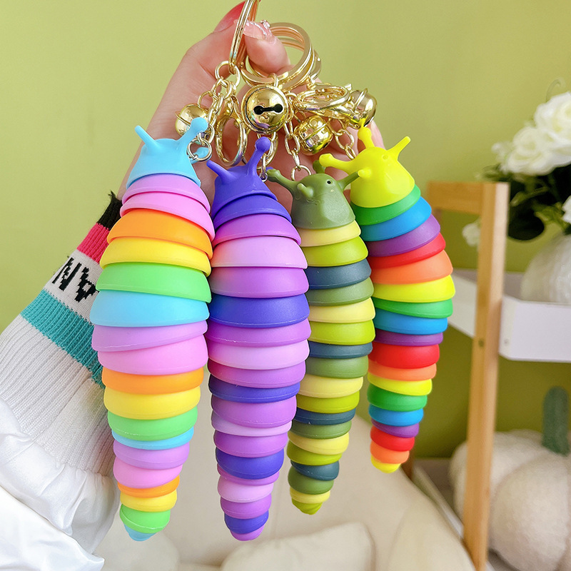 Creative decompression slug slug pendant cute cartoon bag ornaments Caterpillar keychain car key chain