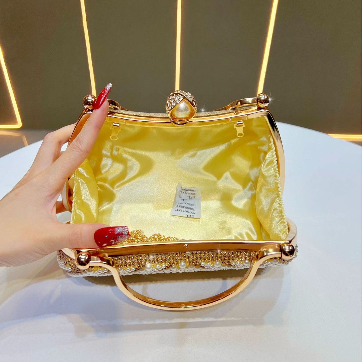 Neue europäische und amerikanische Damen-Abendtasche mit Perlen, festliche Abendtasche, Strass-verzierte Handtasche, Clutch, Geldbörse, Schultertasche, Umhängetasche_voghion.com