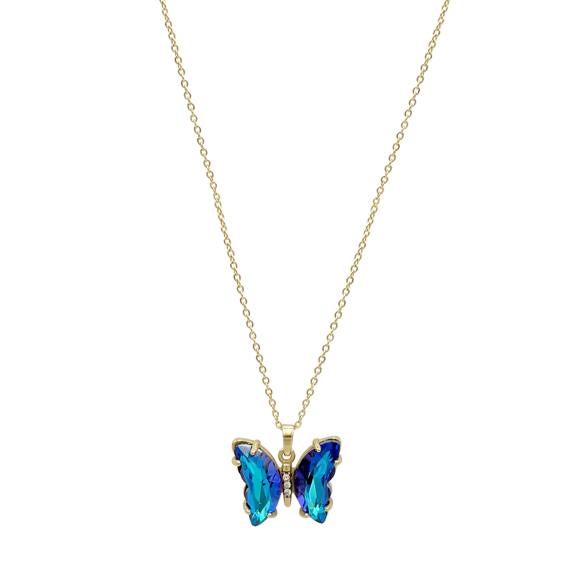 Fashion Butterfly Stainless Steel Titanium Steel Plating Zircon Pendant Necklace 1 Piece