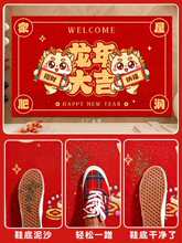 红色入户门垫地垫2024新款进门喜庆红色丝圈蹭土耐脏脚垫门口地毯