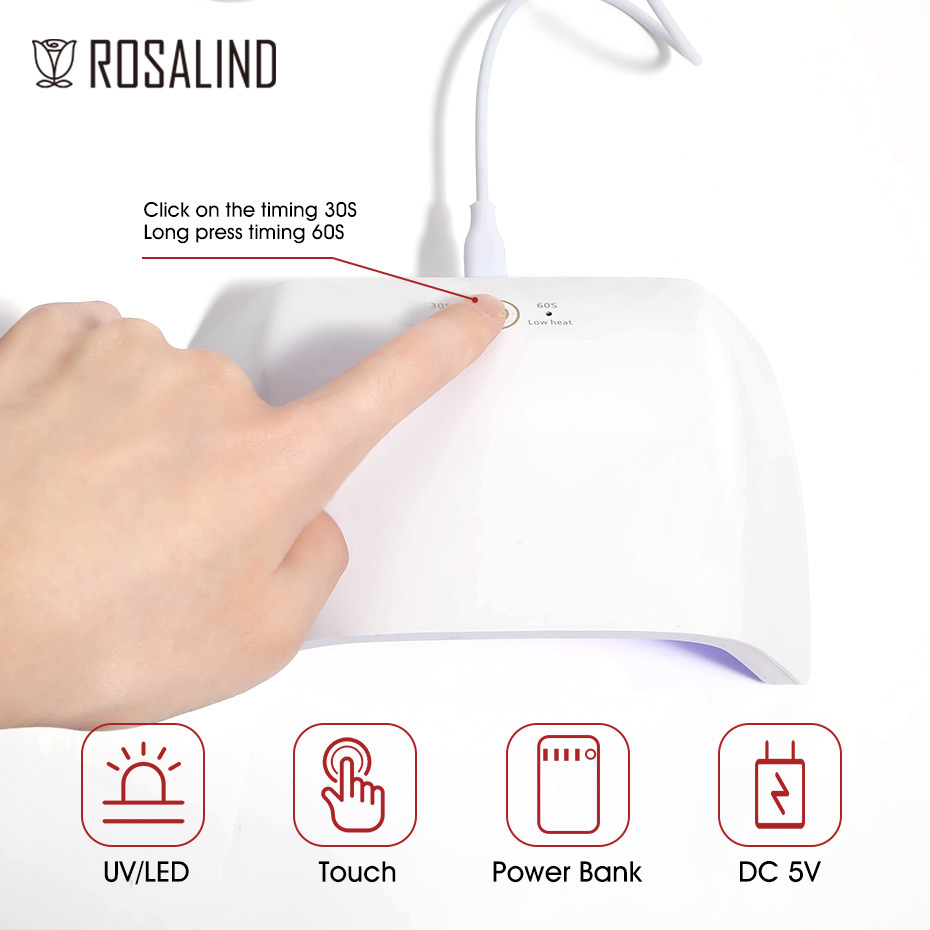 rosalind跨境速干18W美甲灯 15颗灯珠智能led光疗机指甲油胶烤灯