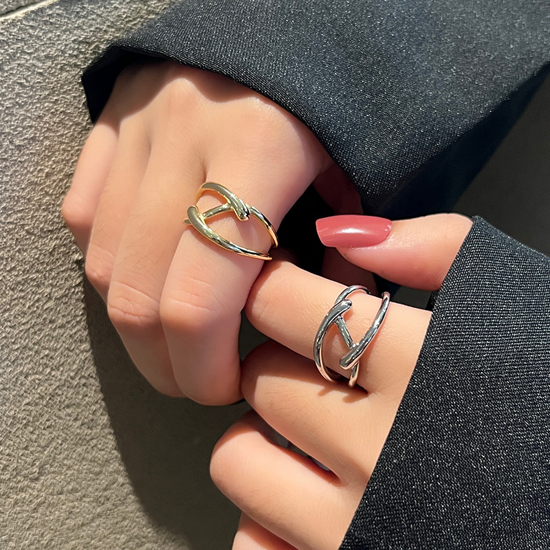 Lady Geometric Silver Plated Plating Open Ring