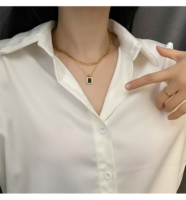 1 Piece Quantity Vacuum Plating Real Gold Plated 18K Gold Gold Plating Silver Plated Geometric 304 Stainless Steel Fashion Waterproof Non Tarnish Titanium Steel Layered Necklaces