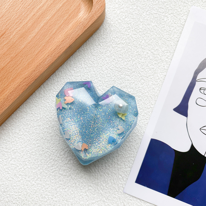 Support d'airbag de téléphone d'amour tridimensionnel avec adhésif, paillettes de perles, autocollant arrière rétractable, support stable pour_voghion.com