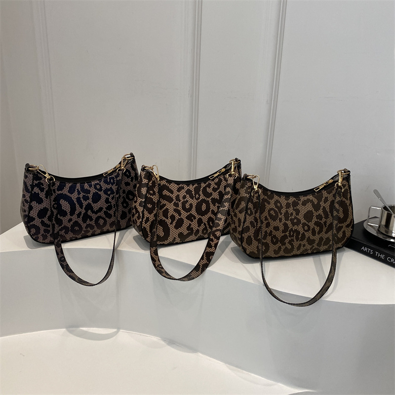 2024 nueva tendencia invierno simple estampado de leopardo bolso de axila de un solo hombro bolso de mensajero de moda bolso de mujer a cuadros casual