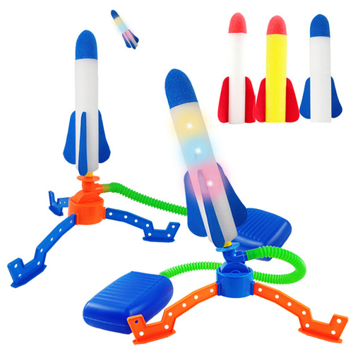 Soaring rocket children's feet step on outdoor ejection toy launcher flash foam cannon launch stall toy