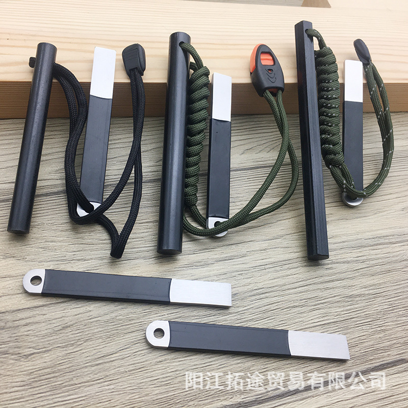 Cross-Border Outdoor Fire Stick Magnesium Rod Sheath Fine White Steel Scraper Camping Flint Fire Starter Survival Fire Tool