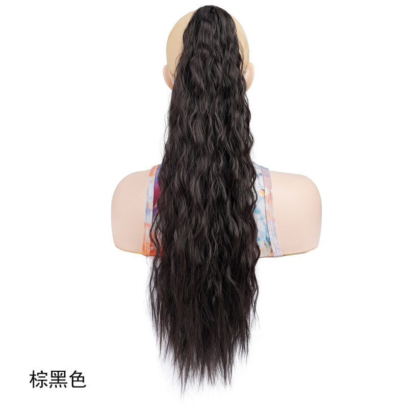 クロスボーダーアフリカコーンパーマロングカーリーヘア化学繊維ウィッグナチュラルクリップオンポニーテールナチュラルウールカーリーハイポニーテール|undefined