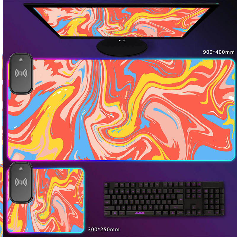 Transfronteriza al por mayor de fábrica nuevo patrón abstracto serie de carga inalámbrica mouse pad color mágico luminoso RGB mouse pad