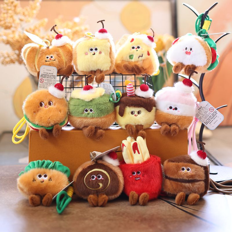 Cute Afternoon Tea Cake Series Small Pendant Plush Toy Doll Dessert Bag Charm Keychain Doll