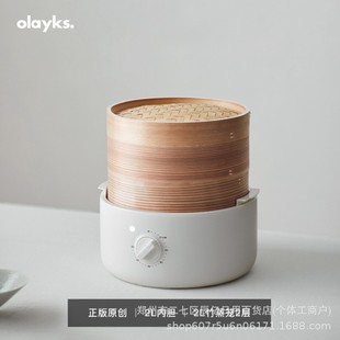 Olayks 2L Bamboo Cage Electric Steamer - 2 Layers Olk-03-02A Kitchen Household Electric Steamer Wholesale