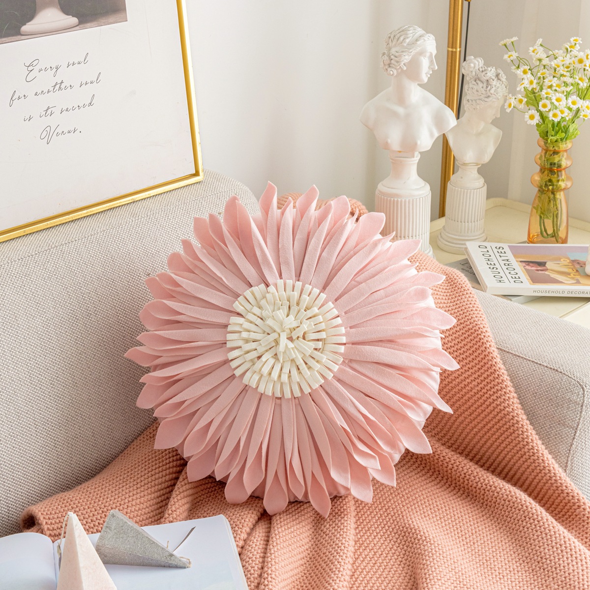 370g Weight Pillow Cases Home Textiles & Decor Type Netherlands velvet Material Heart Shape, Solid Color, Flower Pattern IG Style Style IG Style Heart Shape Solid Color Flower Pillow Cases Couch & Sofa Decor 3