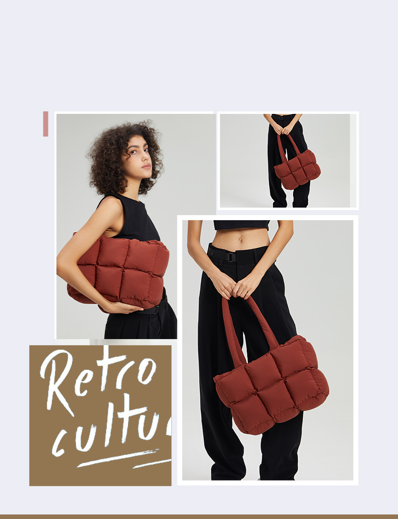 Nuovo sacco a pelo in cotone imbottito morbido, grande capacità, leggero, in cotone, borsa tote in cotone alla moda, semplice e femminile_voghion.com