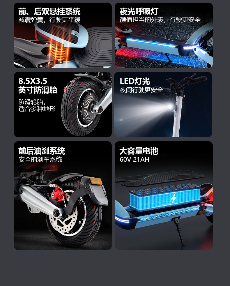 Dual-motor electric scooter for adults, foldable high-speed personal transport vehicle, customizable OEM lithium battery scooter for ride-hailing use
