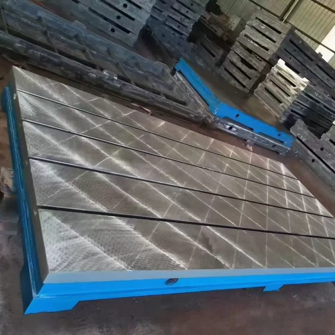 铸铁平台t型槽焊接工作台画线检测测量平板钳工装配划线T型槽
