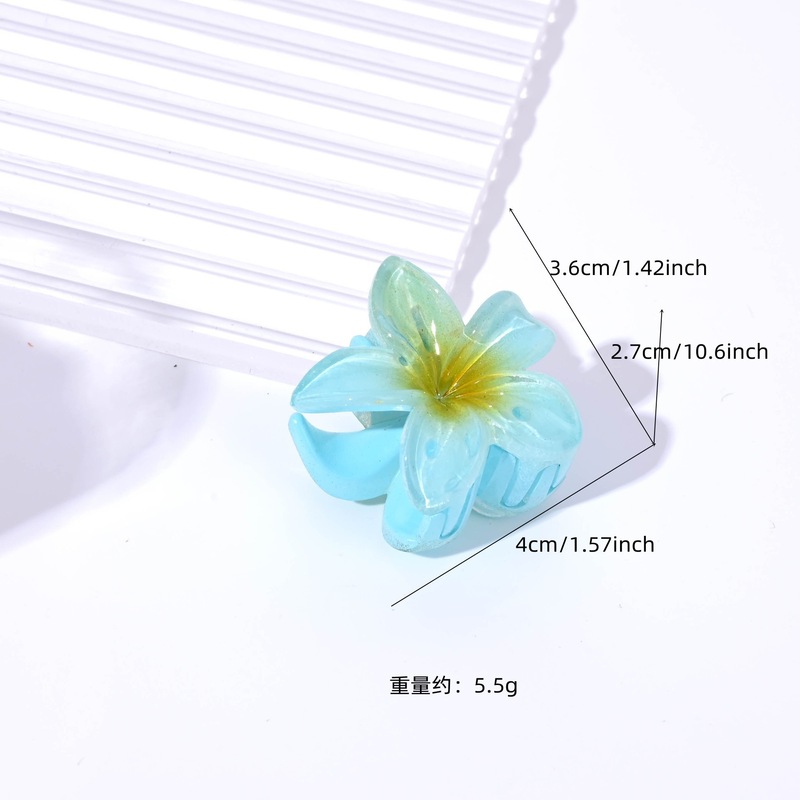 跨境新款彩色多巴胺鸡蛋花抓夹气质后脑勺盘发花朵鲨鱼夹发卡夹子|undefined
