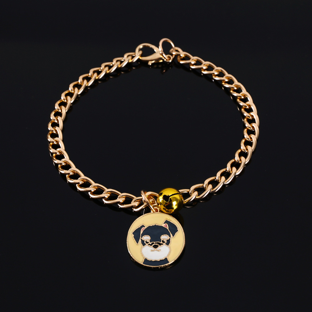 metal collar gold chain dog cartoon pendant collar adjustable pet accessoriespicture4