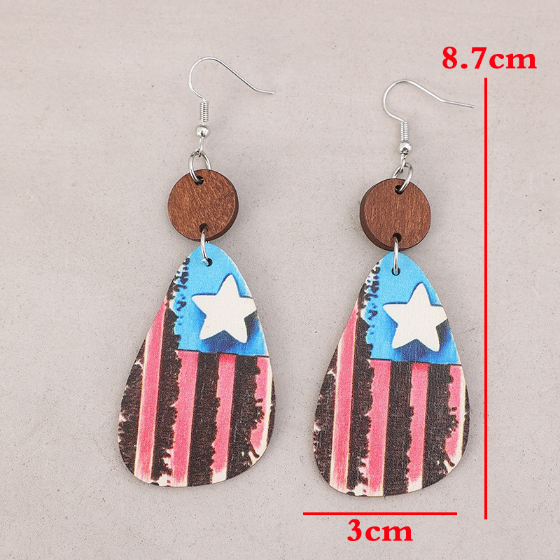 1 Pair Retro Color Block Printing Pu Leather Drop Earrings display picture 4