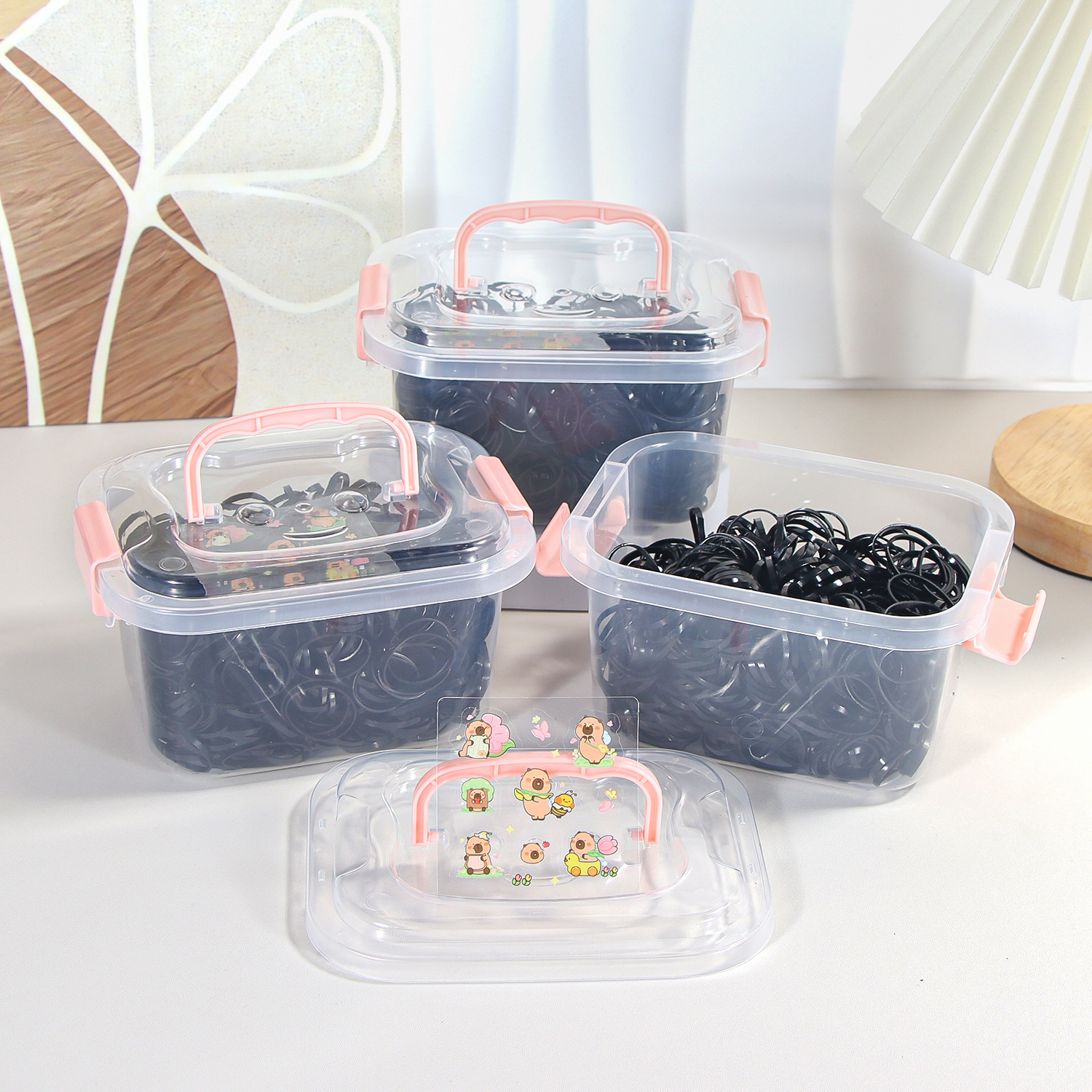 Banda de goma negra para niños, alto valor elástico, duradero, lazo para el cabello, no daña el cabello, anillo para el cabello de goma, accesorios para la cuerda para la cabeza, puesto