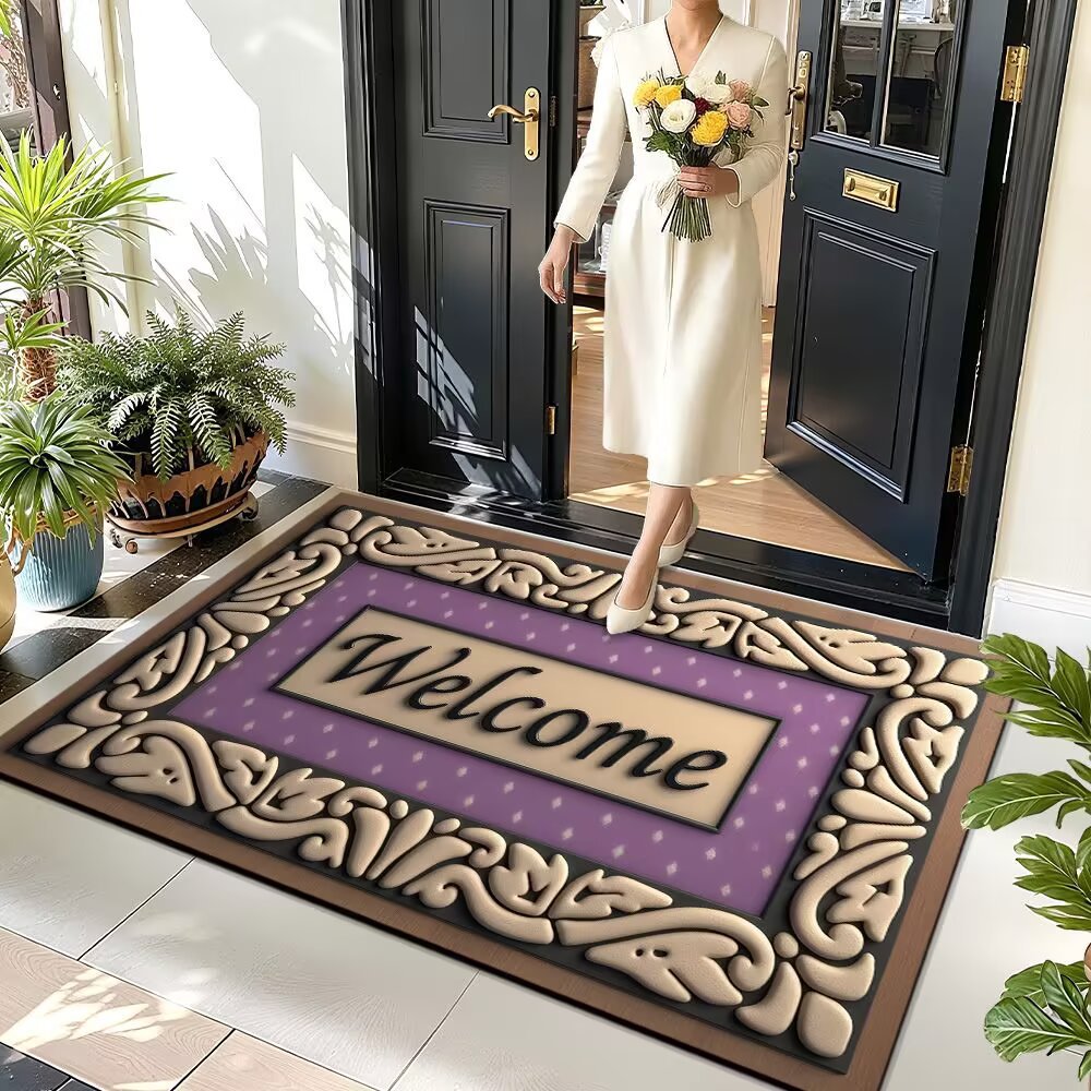 Bienvenido a entradas transfronterizas alfombras de la puerta alfombras anti-deslizante de absorción de agua alfombras de la puerta doméstica fácil de cuidar