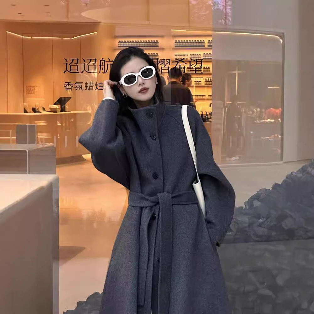 【优雅轮廓】羊毛外套秋冬新款双面羊绒大衣女加长款立体轮廓剪裁