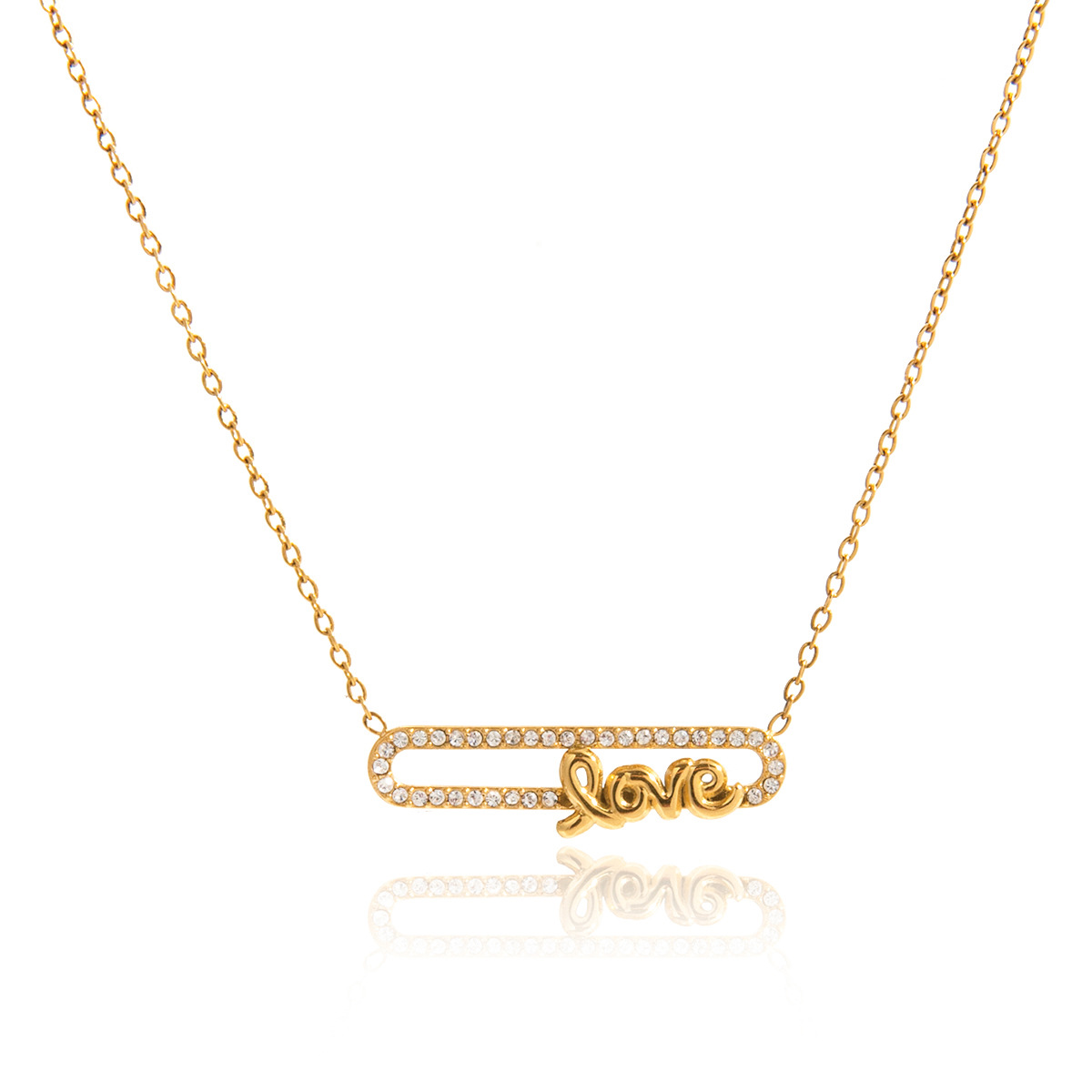 Wanxing Europa y los Estados Unidos diamante AMOR accesorios de collar de letras mujeres 18K joyas de acero inoxidable lujoso diseño de joyas transfronterizas