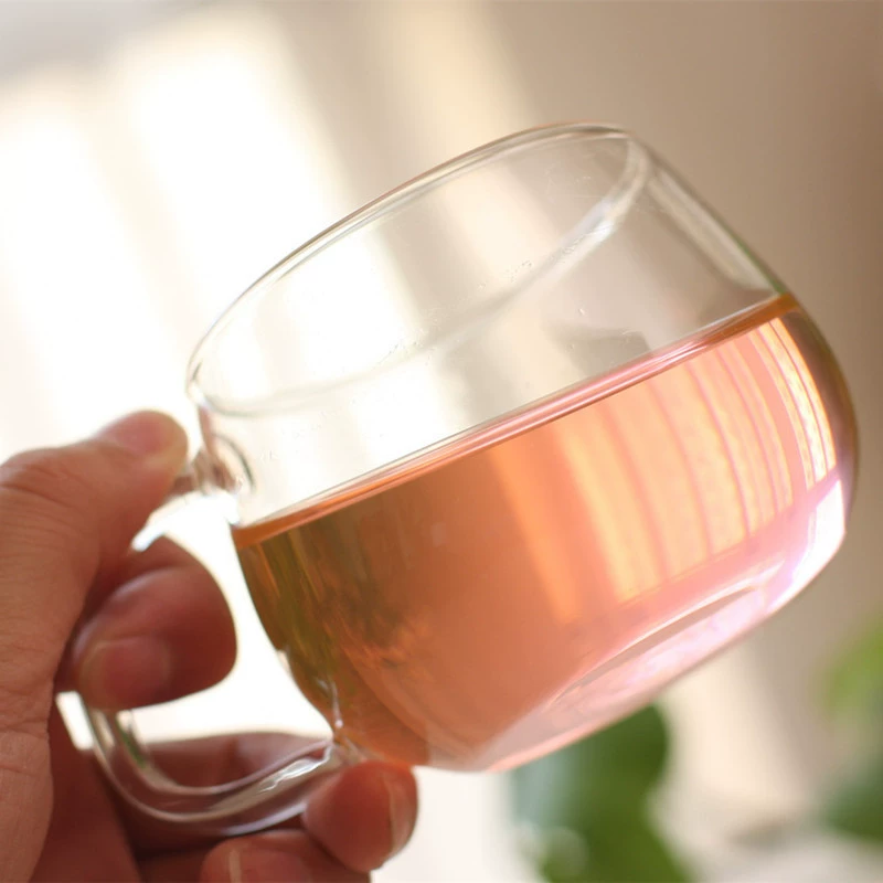 Hand-blown heat-resistant glass coffee cup, high borosilicate green glass, 300/500 ml