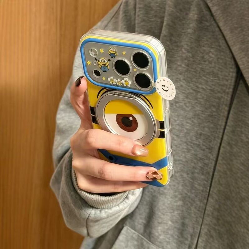 Overalls Minions Metal Stand Case for iPhone 17 PRO MAX, New Model 17/16, Niche 13 Overalls Minions Metal Stand Case for iPhone 17 PRO MAX, New Model 17/16, Niche 13