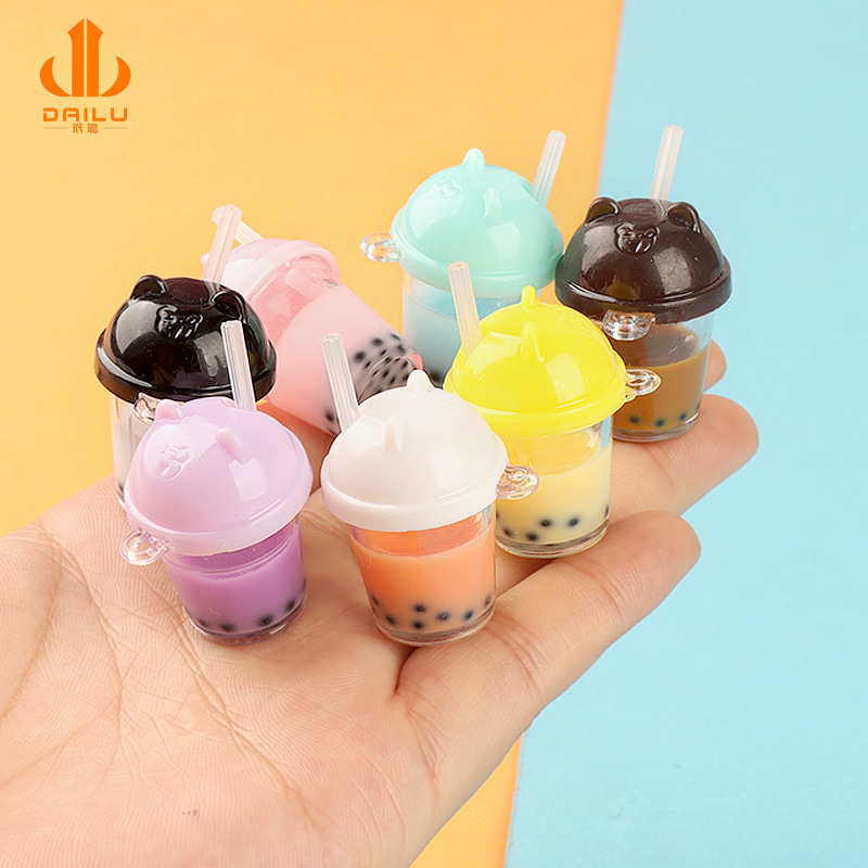 Three-dimensional Creative Maitao Pearl Milk Tea Cup Bead Cup diy Keychain Pendant Bag Hanging Jewelry Accessories