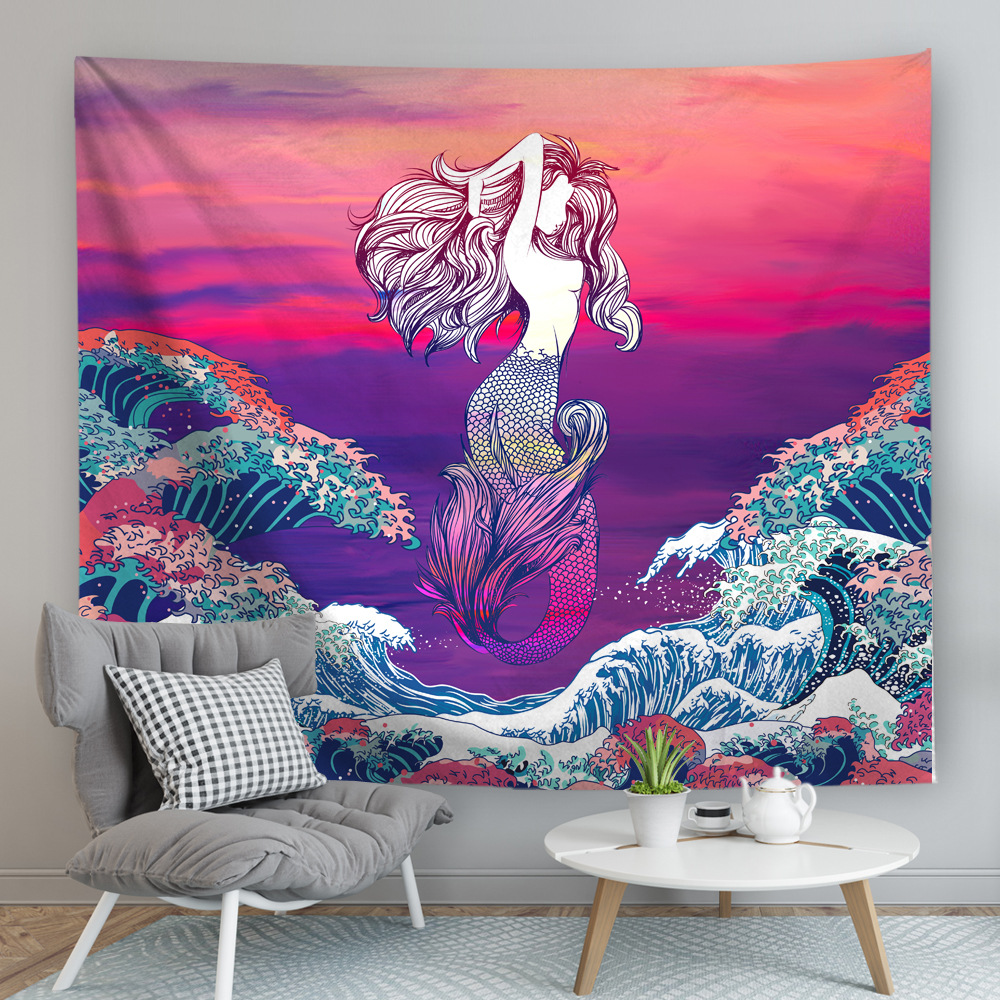 (2개) 대외 무역 유럽 미국 및 북유럽 스타일 새로운 인쇄 태피스트리 창조적 인 집 천 벽 카펫 그림 폴리 에스테르 배경 매달려 천