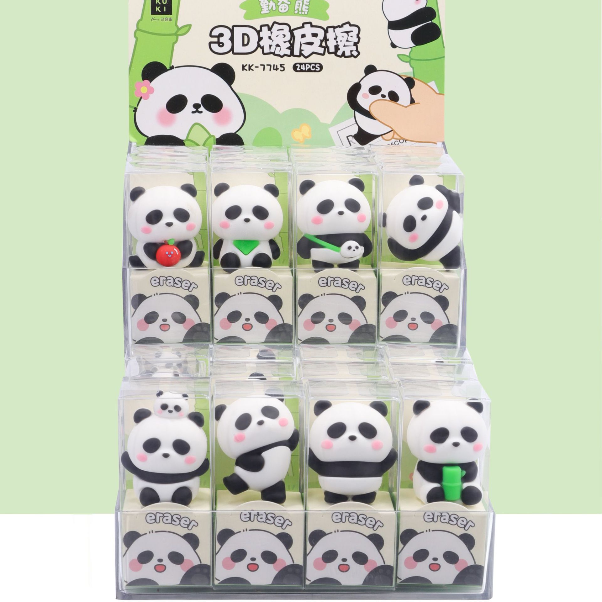 New Cartoon Attraction Panda Eraser Cute Student Stationery 3D Eraser High-Looking Clean Eraser