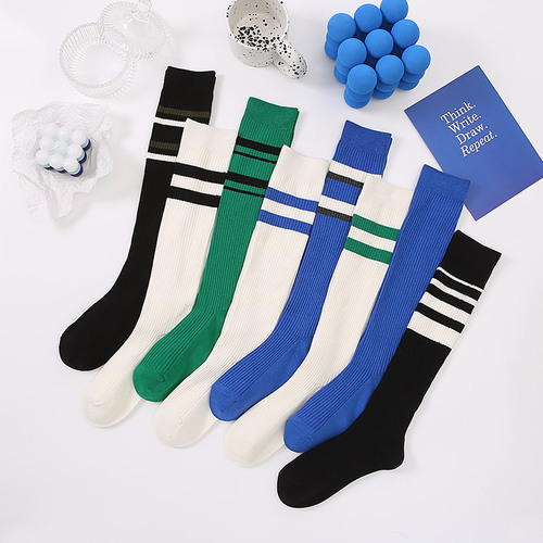 Cotton Women's Calf Socks Student Style Spring/Summer New Arrival Long Tube Women's Striped Goddess Trendy Wholesale Dropshipping Trendy