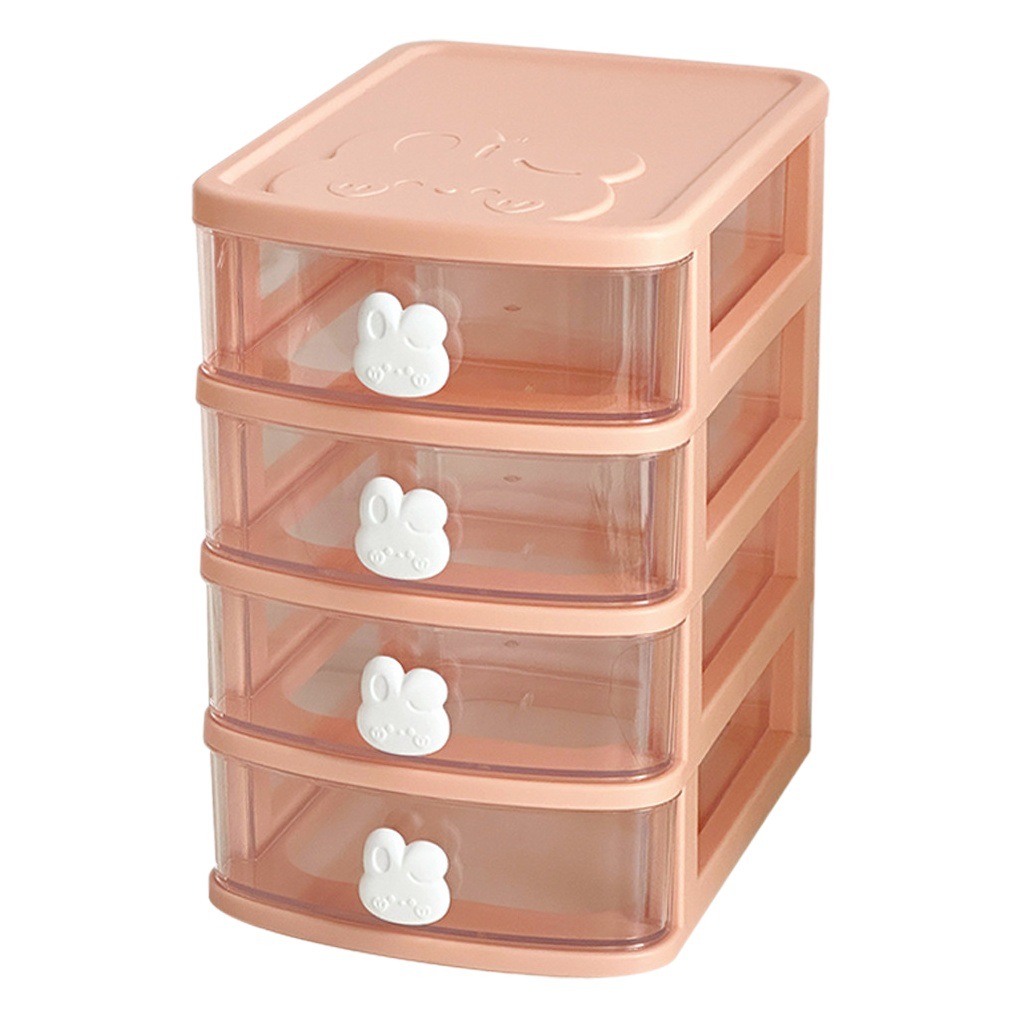 INS caja de almacenamiento de escritorio transparente de múltiples capas caja de almacenamiento de cajones apilables mango de Conejo caja de cosméticos de múltiples capas caja de papelería